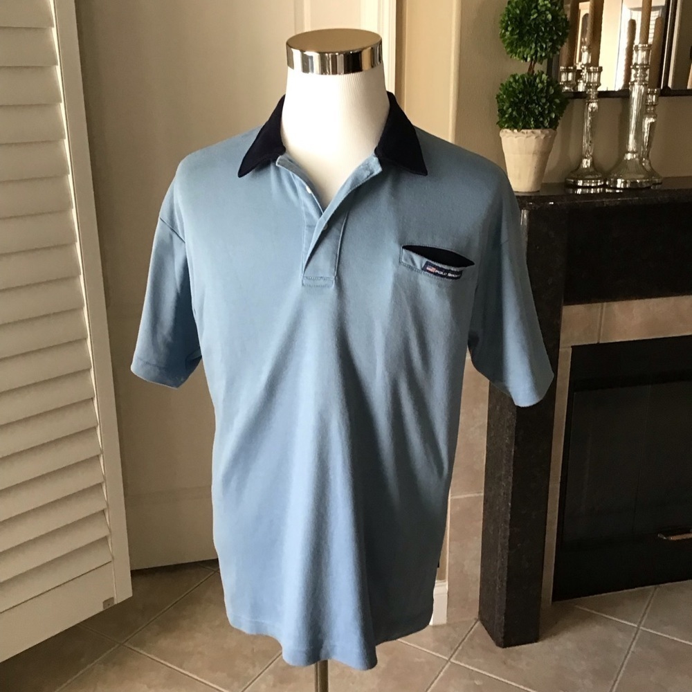 Ralph Lauren Polo Sport Shirt Men’s Large Vintage Blue All Cotton Soft Knit - Picture 12 of 16